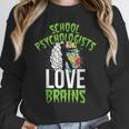 School Psychologists Love Brains Halloween Teacher Counselor Women Crewneck Sweatshirt, funny design