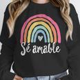 Sé Amable Spanish Bilingual Teacher Be Kind Boho Rainbow Women Crewneck Sweatshirt, funny design Sé Amable Spanish Bilingual Teacher Be Kind Boho Rainbow Women Crewneck Sweatshirt, funny design