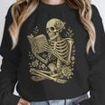 Skeleton Book Floral Skull Halloween Teacher Costume Women Crewneck Sweatshirt, funny design Skeleton Book Floral Skull Halloween Teacher Costume Women Crewneck Sweatshirt, funny design