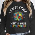 I Solve Cubes Speed Cubing Vintage Youth Math Teacher Women Crewneck Sweatshirt, funny design