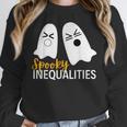 Spooky Ghost Inequalities Halloween Math Teacher Women Crewneck Sweatshirt, funny design