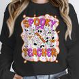 Spooky Teacher Ghost Pencil Teacher Halloween Teacher Women Crewneck Sweatshirt, funny design
