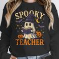 Spooky Teacher Halloween Cute Ghost Pumpkin Reading Women Women Crewneck Sweatshirt, funny design