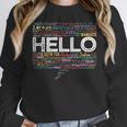 Start With Hello Different World Language Learning Teacher Women Crewneck Sweatshirt, funny design