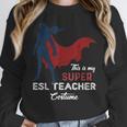 This Is My Super ESL Teacher Costume Lazy Halloween Women Crewneck Sweatshirt, Esl Teacher Gifts, Super Teacher Gifts, funny design
