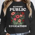 Support Public Education Cute Floral Teacher Red For Ed Women Crewneck Sweatshirt, funny design