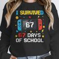 I Survived 67 Days Of School 67 Teacher Squad Matching Women Crewneck Sweatshirt, funny design I Survived 67 Days Of School 67 Teacher Squad Matching Women Crewneck Sweatshirt, funny design