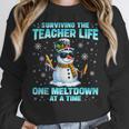 Surviving The Teacher Life Pjs Pajamas Christmas Xmas Teache Women Crewneck Sweatshirt, funny design