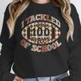 I Tackled 100 Days Of School Football Boys Girls Teachers Women Crewneck Sweatshirt, funny design