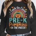 I Teach The Cutest Pre-K Pumpkin Teacher Student Halloween Women Crewneck Sweatshirt, funny design