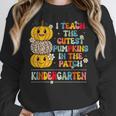 I Teach The Cutest Pumpkins Kindergarten Teacher Halloween Women Crewneck Sweatshirt, funny design