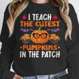 I Teach The Cutest Pumpkins In The Patch Halloween Teacher Women Crewneck Sweatshirt, funny design
