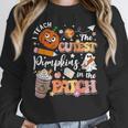I Teach The Cutest Pumpkins In The Patch Halloween Teacher Women Crewneck Sweatshirt, funny design