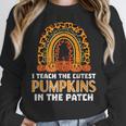 Teach Leopard Rainbow Cute Halloween Costume Teacher Women Women Crewneck Sweatshirt, funny design