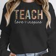 Teach Love Inspire Leopard Back To School Cute Teacher Men Women Girls Kids Women Crewneck Sweatshirt, funny design