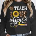 TEACH LOVE INSPIRE Teacher Sunflower Appreciation Women Crewneck Sweatshirt, funny design