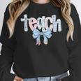 Teach Teacher Coquette Bow Pencil Back To School First Day Women Crewneck Sweatshirt, funny design Teach Teacher Coquette Bow Pencil Back To School First Day Women Crewneck Sweatshirt, funny design