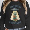 Teacher Alien Books UFO Reading Take Me To Your Reader Women Crewneck Sweatshirt, funny design Teacher Alien Books UFO Reading Take Me To Your Reader Women Crewneck Sweatshirt, funny design