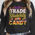 Teacher Cute Will Trade Students For Candy Halloween Costume Women Crewneck Sweatshirt, funny design