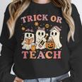 Teacher Halloween Trick Or Teach Cute Ghost Coffee Pumpkins Women Crewneck Sweatshirt, funny design Teacher Halloween Trick Or Teach Cute Ghost Coffee Pumpkins Women Crewneck Sweatshirt, funny design