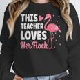 This Teacher Loves Her Flock Teaching Flamingo Girl Women Crewneck Sweatshirt, funny design