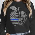 This Teacher Loves Her Police Officer Wife Saying Women Crewneck Sweatshirt, funny design
