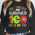 My Teacher Survived 100 Days Of Me 100 Days Of School Women Crewneck Sweatshirt, funny design