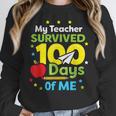 My Teacher Survived 100 Days Of Me Women Crewneck Sweatshirt, funny design