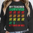 My Teacher Survived 67 Days Of Me School Kids Costume Women Crewneck Sweatshirt, funny design My Teacher Survived 67 Days Of Me School Kids Costume Women Crewneck Sweatshirt, funny design