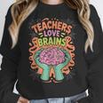 Teacher Teachers Love Brains Halloween Men Women Women Crewneck Sweatshirt, funny design