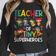 Teacher Of Tiny Superheroes Teach 100th Day Of School Men Women Girls Kids Women Crewneck Sweatshirt, funny design
