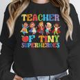 Teacher Of Tiny Superheroes Teach 100th Day Of School Women Crewneck Sweatshirt, funny design Teacher Of Tiny Superheroes Teach 100th Day Of School Women Crewneck Sweatshirt, funny design