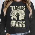 Teachers Love Brains Halloween Costume Boo Trick Teach Women Crewneck Sweatshirt, funny design Teachers Love Brains Halloween Costume Boo Trick Teach Women Crewneck Sweatshirt, funny design
