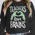 Teachers Love Brains Halloween Costume Trick Treat Zombie Women Crewneck Sweatshirt, funny design
