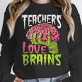 Teachers Love Brains Zombie Teacher Halloween Zombies Women Crewneck Sweatshirt, funny design