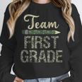 Team First Grade Camo 1st Grade Teacher Camouflage Women Crewneck Sweatshirt, First Grade Teacher Gifts, funny design