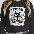 Test Day Stressed Cat Teacher Student Kids Testing Day Women Crewneck Sweatshirt, funny design