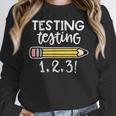 Testing Testing 123 Cute Test Day School Teacher Exam For Men Women Girls Kids Women Crewneck Sweatshirt, funny design