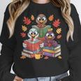 Thanksgiving Teacher Books Turkey Reading Book Women Crewneck Sweatshirt, funny design