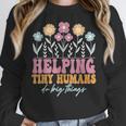 Tiny People Help Do Big Things Nursery Teacher Women Crewneck Sweatshirt, funny design Tiny People Help Do Big Things Nursery Teacher Women Crewneck Sweatshirt, funny design
