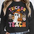 Trick Or Teach Cute Ghost Coffee Pumpkins Halloween Teacher Women Crewneck Sweatshirt, funny design Trick Or Teach Cute Ghost Coffee Pumpkins Halloween Teacher Women Crewneck Sweatshirt, funny design