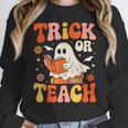 Trick Or Teach Halloween Shirt For Teacher Kids Floral Ghost Women Crewneck Sweatshirt, funny design Trick Or Teach Halloween Shirt For Teacher Kids Floral Ghost Women Crewneck Sweatshirt, funny design