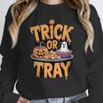 Trick Or Tray Halloween Cafeteria Teacher School Women Crewneck Sweatshirt, funny design Trick Or Tray Halloween Cafeteria Teacher School Women Crewneck Sweatshirt, funny design