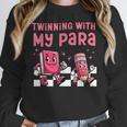 Twinning With My Para Teacher Matching Paraprofessional 70s For Men Women Women Crewneck Sweatshirt, funny design Twinning With My Para Teacher Matching Paraprofessional 70s For Men Women Women Crewneck Sweatshirt, funny design