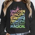 Unicorn Principal Back To School Teacher Appreciation Women Crewneck Sweatshirt, funny design