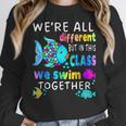 We'Re All Different But We Swim Together Elementary Teacher Women Crewneck Sweatshirt, funny design We'Re All Different But We Swim Together Elementary Teacher Women Crewneck Sweatshirt, funny design
