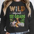 Wild About 1st Grade Teacher Student First Grade Zoo Safari Women Crewneck Sweatshirt, First Grade Teacher Gifts, funny design
