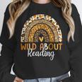Wild About Reading Teacher Back To School Leopard Rainbow Women Crewneck Sweatshirt, funny design Wild About Reading Teacher Back To School Leopard Rainbow Women Crewneck Sweatshirt, funny design