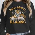 Wild About Reading Tiger For Teachers & Students Women Crewneck Sweatshirt, funny design