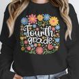 Wildflower 4th Fourth Grade Floral Back To School Teacher Women Crewneck Sweatshirt, 4th Grade Teacher Gifts, funny design